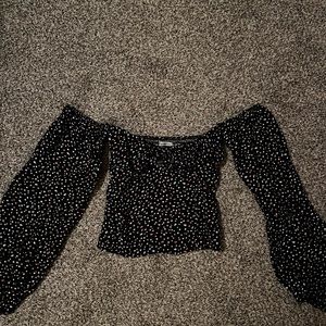 Reformation Cropped Off the Shoulder Top Size 4 Polka Dot